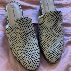 NWT Dalmatian Print Faux Leather Mules with Heel